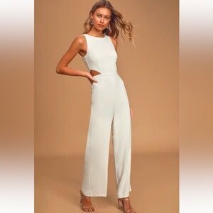 Lulu’s Moments to Remember White Sleeveless Wide-Leg Cutout Jumpsuit
